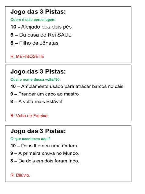 jogo das tres pistas pdf - jogo das 3 pistas PDF